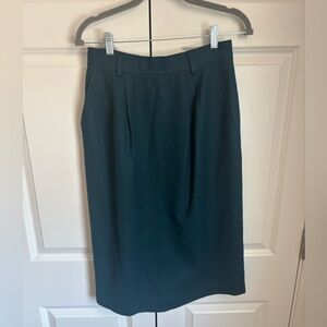Evan Picone Elegant Deep Teal Wool Lined Pencil Skirt